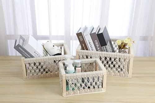 Beautiful Macrame Storage Basket Organizer Set Of 3 - Leechoo